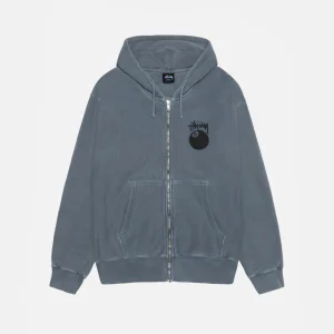 Bluza z kapturem Stussy 8 Ball Zip, barwiona pigmentem