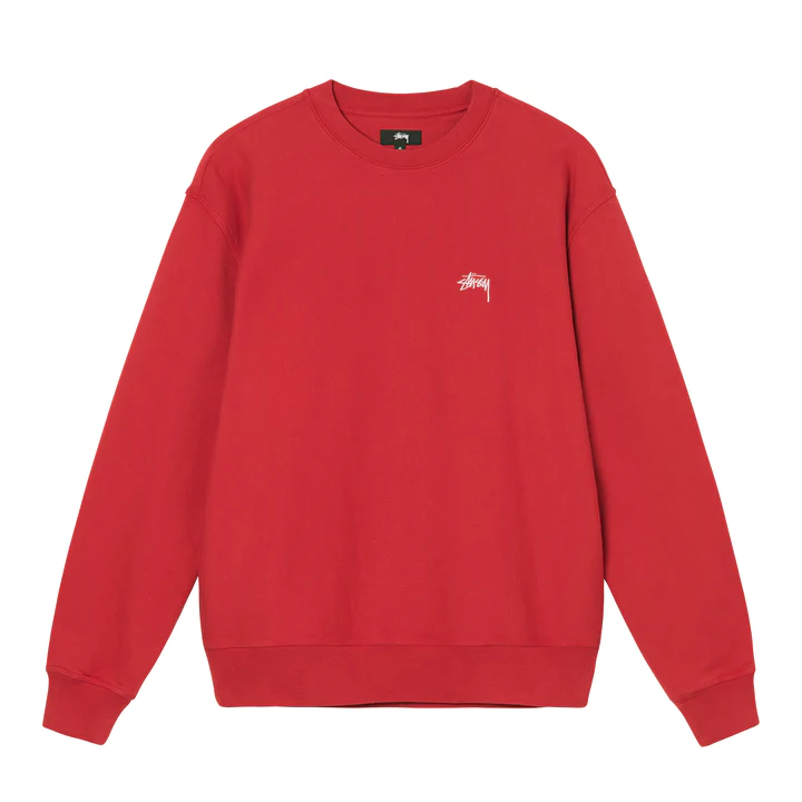 STUSSY OVERDYED STOCK LOGO CREW CZERWONY