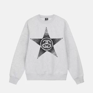 Stussy STARS CREW SZARY