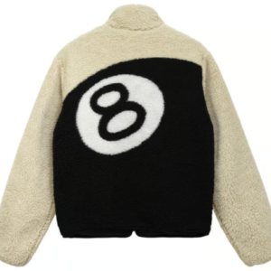 Kurtka dwustronna Stussy 8 Ball Sherpa – kremowa