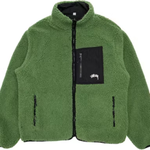 Kurtka dwustronna Stussy 8 Ball Sherpa – zielona