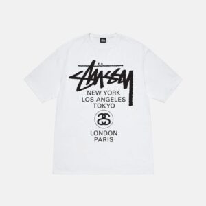 Stussy Swiatowa Trasa Bialy Koszulka