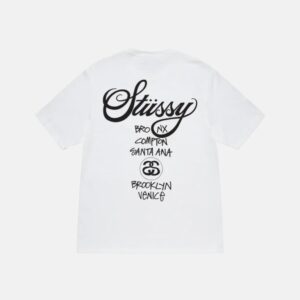 Stussy Swiatowa Trasa Bialy Koszulka